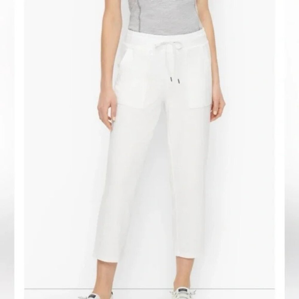 NWT T by Talbots Womens Size XL Pima Terry Drawstring Cropped Lounge Pants NEW